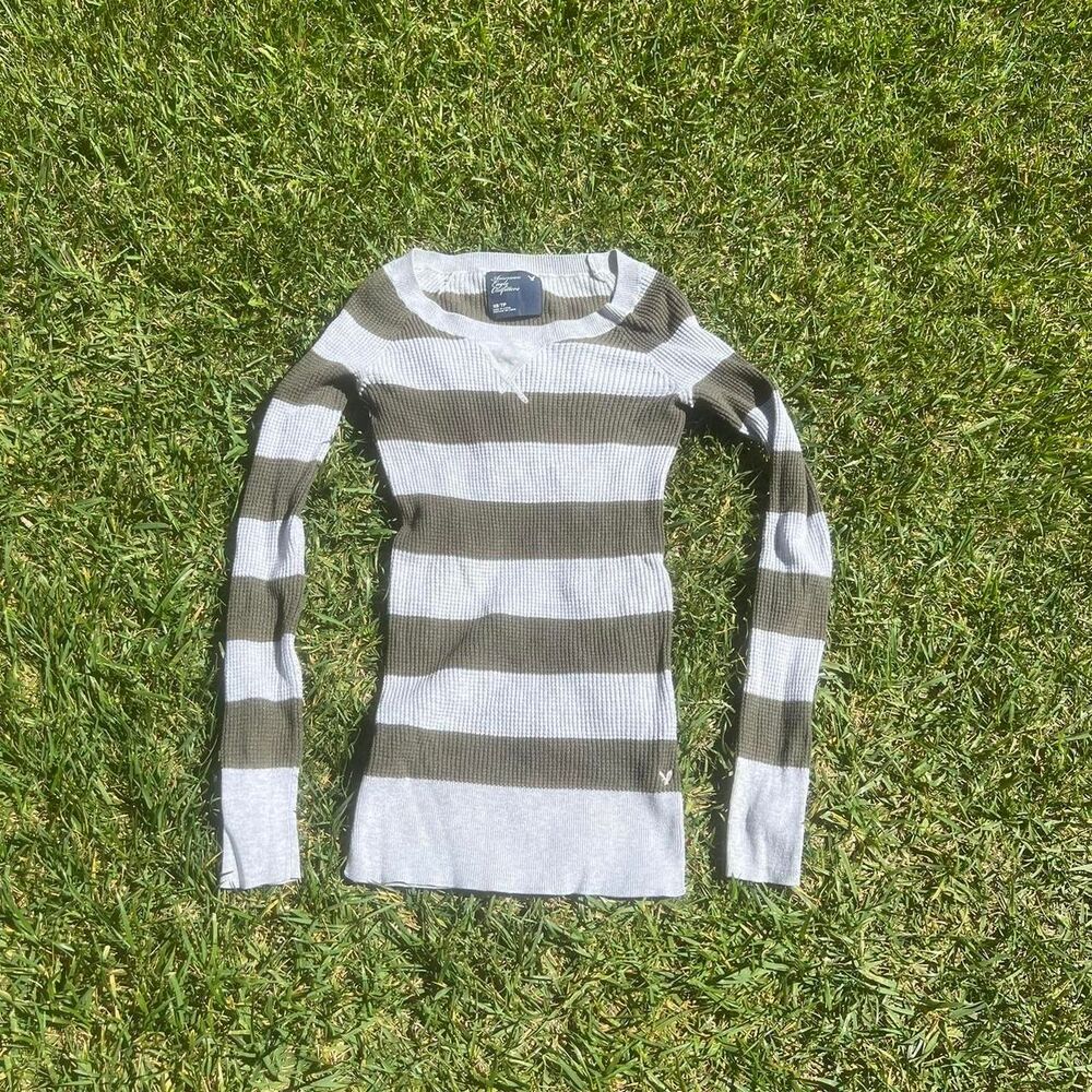 American Eagle Outfitters y2k striped babydoll long sleeve too womens size xs